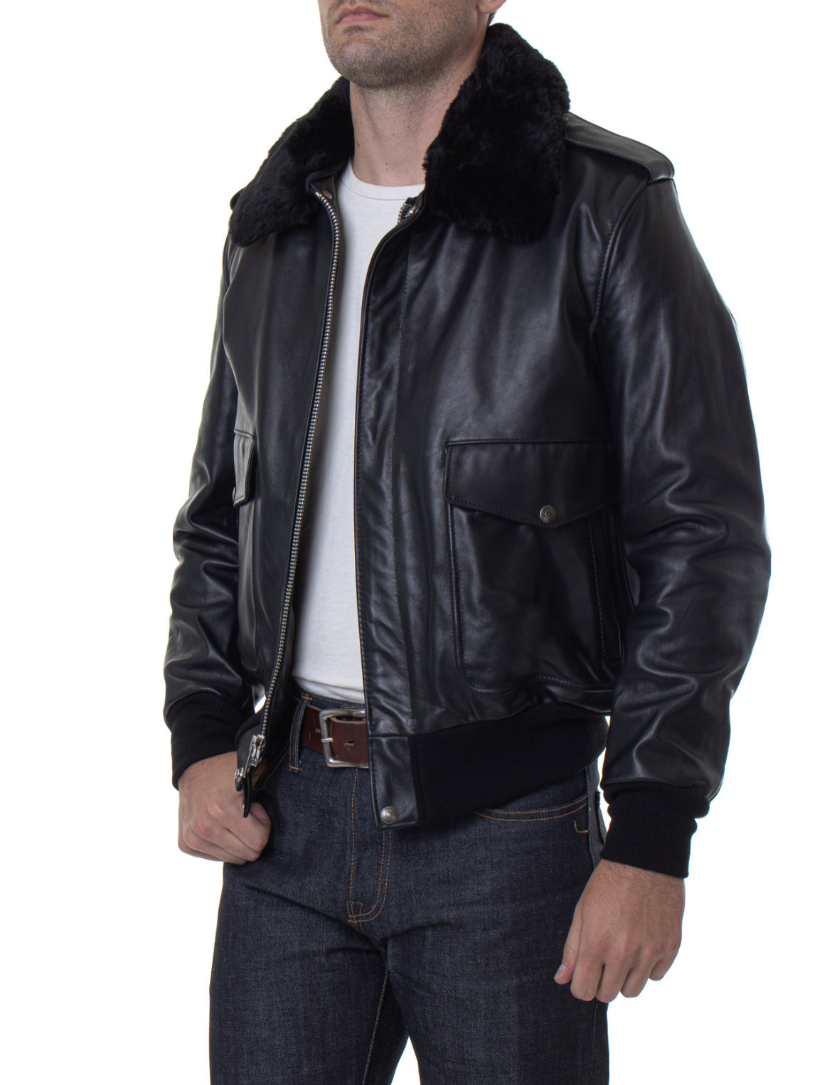 Schott US Flight Jacket Black – 14oz Onlinestore Schott US Flight Jacket Black – 14oz Onlinestore
